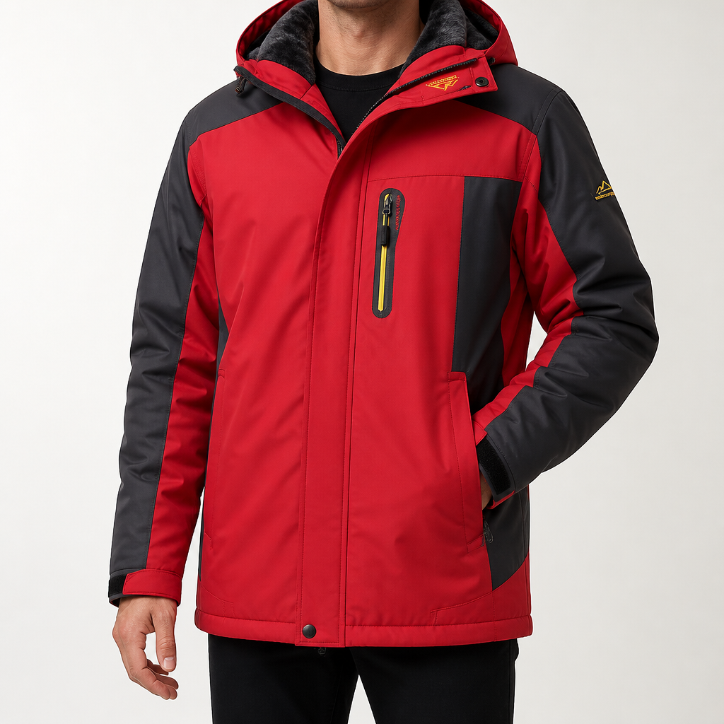 Maud | Mens Ski Jacket Fleece Lined Waterproof Windproof Snowboard Coat, Red