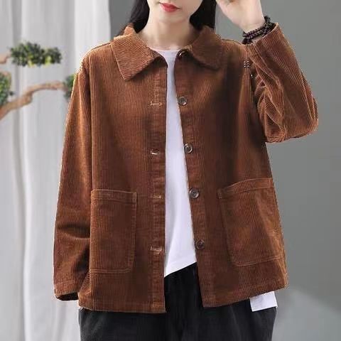 Maude | Womens Corduroy Shawl Collar Coat - 1