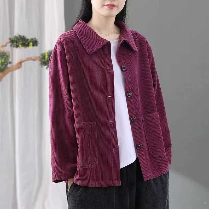 Maude | Womens Corduroy Shawl Collar Coat - 2