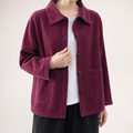 Maude | Womens Corduroy Shawl Collar Warm Winter Coat, Dark Red