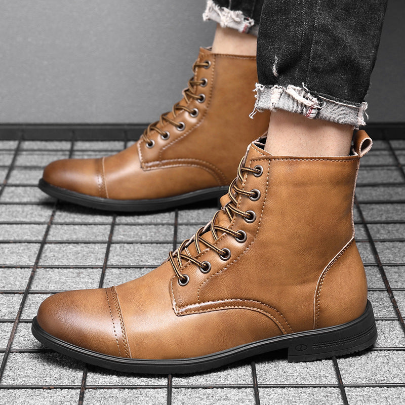 Merrick | Mens Autumn Winter Lace Up Leather Martin Boots - 1