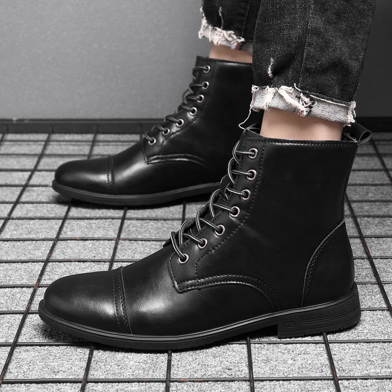 Merrick | Mens Autumn Winter Lace Up Leather Martin Boots - 3