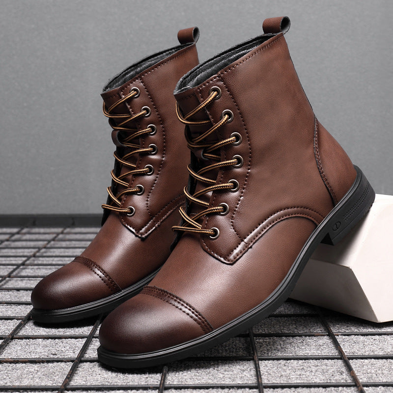 Merrick | Mens Autumn Winter Lace Up Leather Martin Boots - 4