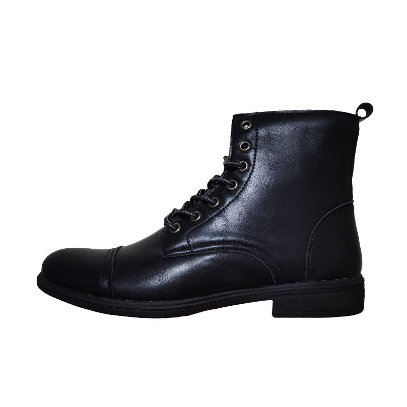 Merrick | Mens Autumn Winter Lace Up Leather Martin Boots - Black