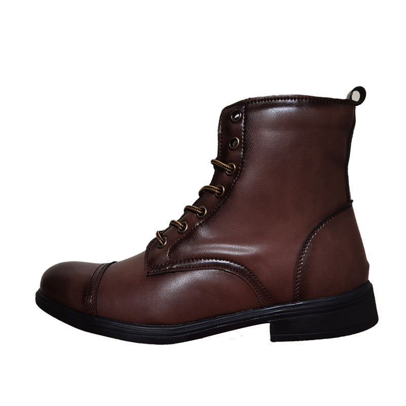 Merrick | Mens Autumn Winter Lace Up Leather Martin Boots - Dark Brown