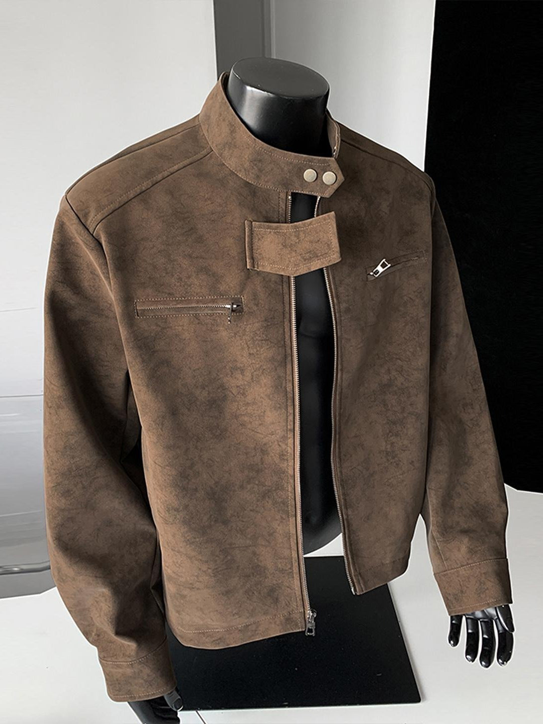 Miles | Mens Faux Leather Biker Autumn Moto Motorcycle Jacket - 1