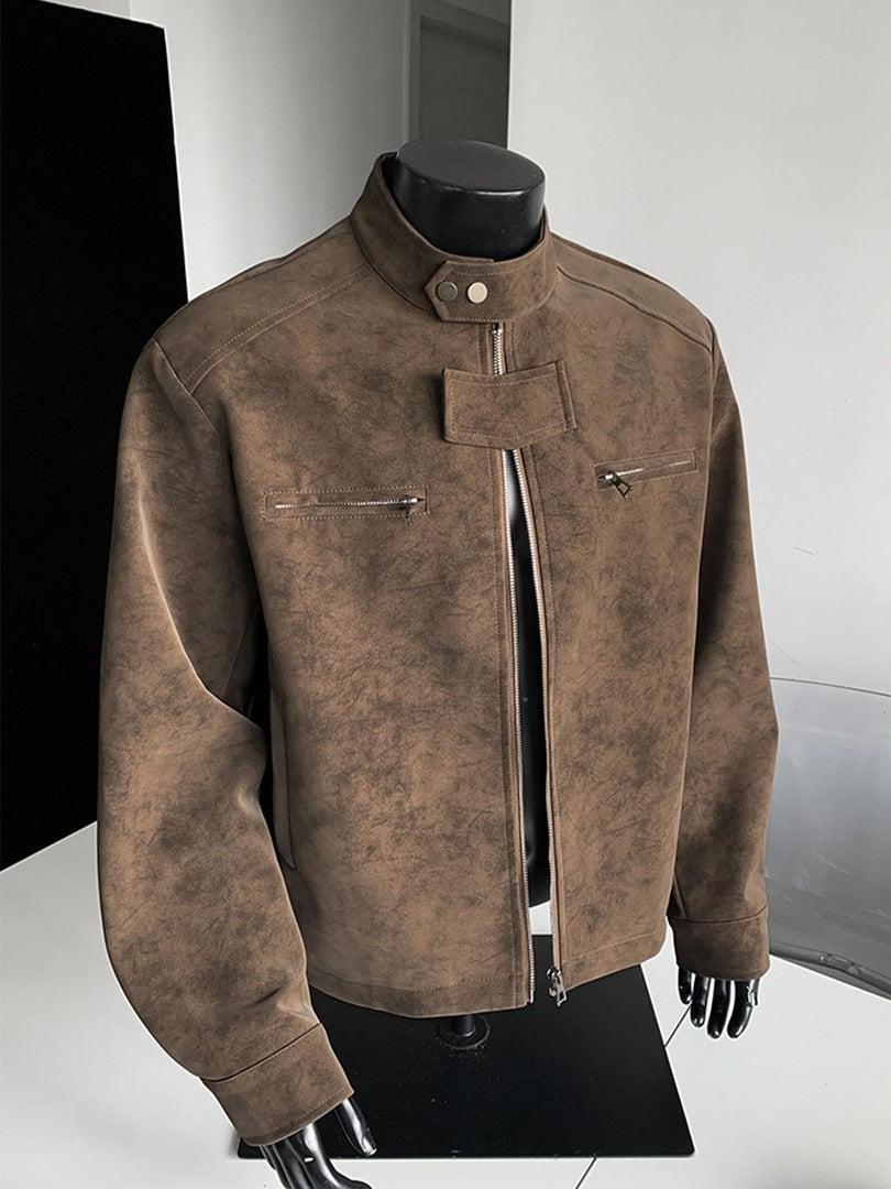 Miles | Mens Faux Leather Biker Autumn Moto Motorcycle Jacket - 2