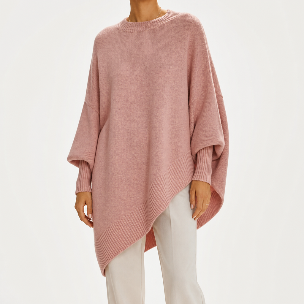 Millicent | Womens Wool Knitted Jumper Round Neck Pullover Loose Sweater, Pink