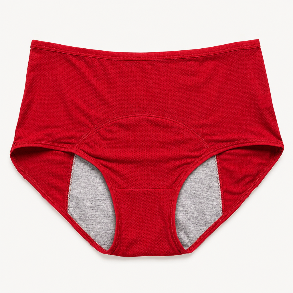 Mira | Womens Leak Proof High Waist Cotton Period Underwear, Red