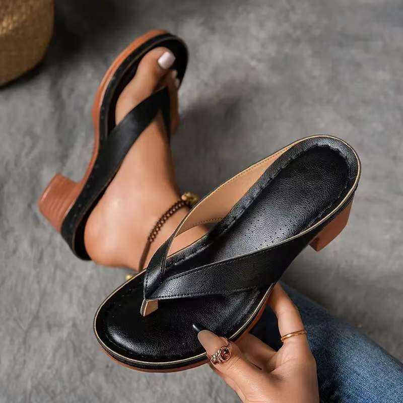 Mireille | Womens Block Heel Mule Gold Black White Sandals - 4
