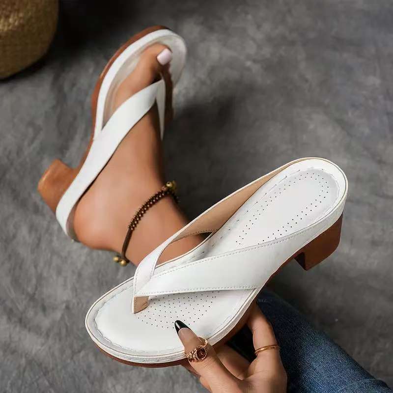 Mireille | Womens Block Heel Mule Gold Black White Sandals - 5