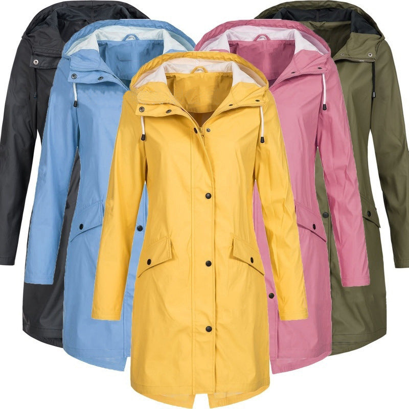 Mirren | Womens Waterproof Hooded Longline Rain Jacket