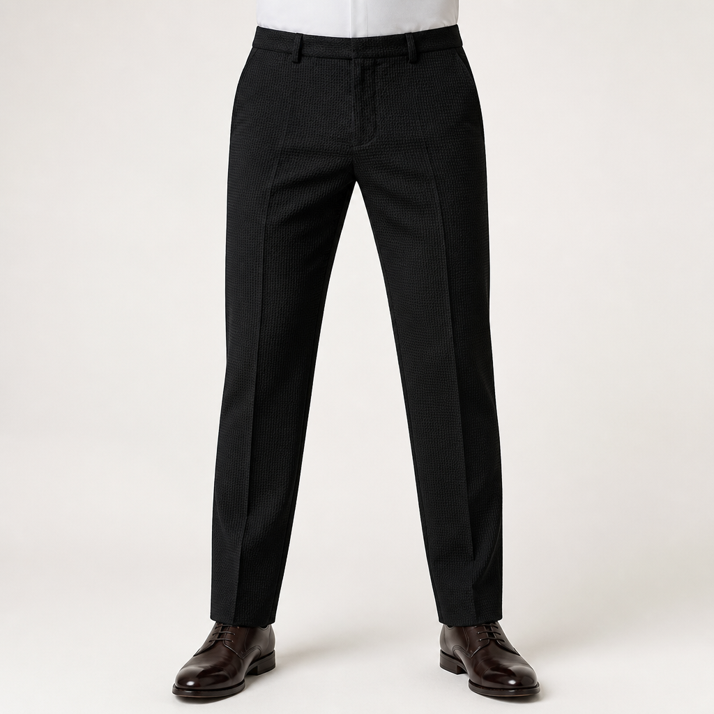 Nadia | Mens Slim Fit Tapered Business Formal Trousers, Black