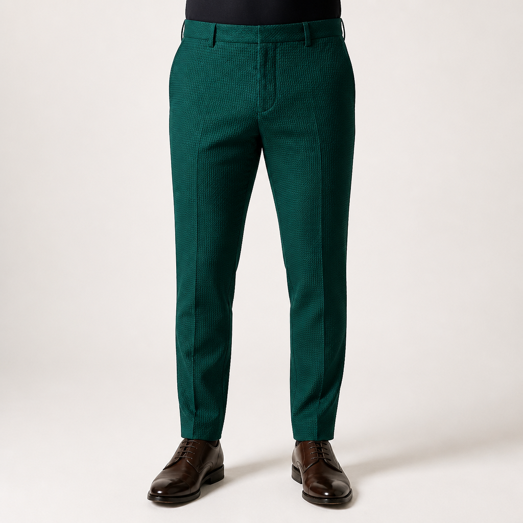 Nadia | Mens Slim Fit Tapered Business Formal Trousers, Dark Green