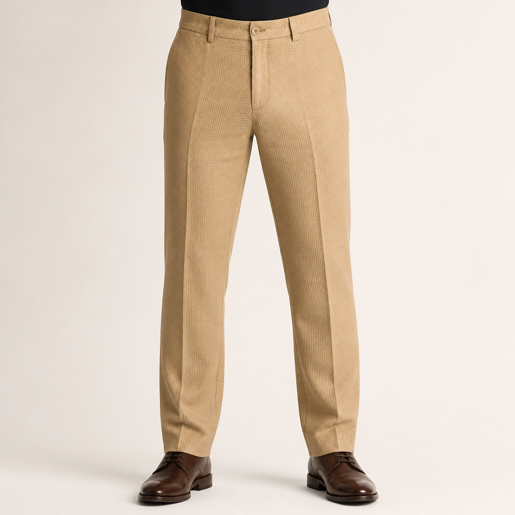 Nadia | Mens Slim Fit Tapered Business Formal Trousers, Khaki