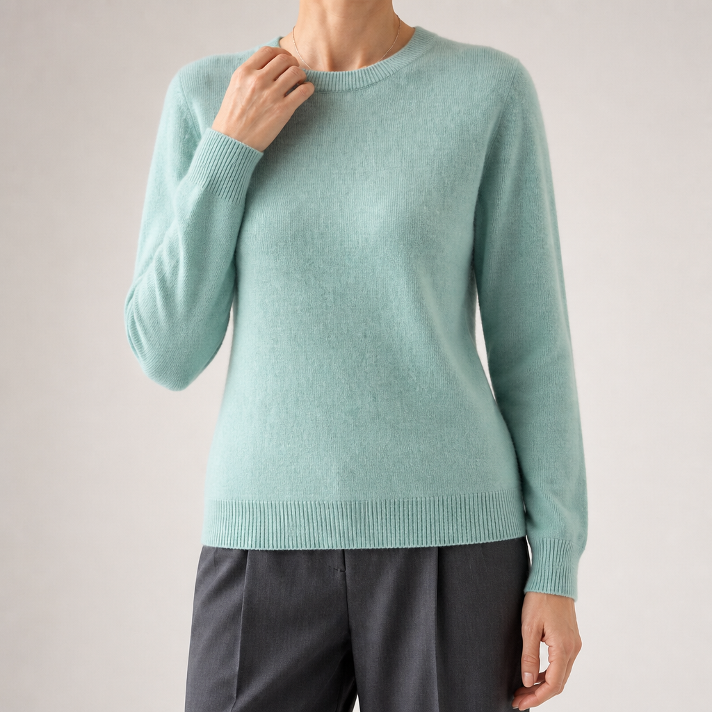 Nadia | Womens Round Neck Long Sleeve Knitted Jumper, Grass Green