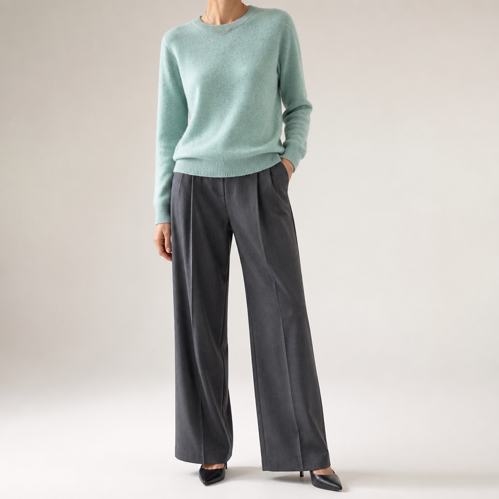 Nadia | Womens Round Neck Long Sleeve Knitted Jumper, Grass Green