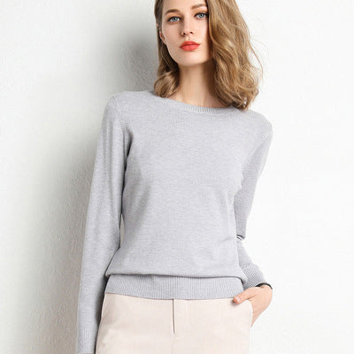Nadia | Womens Round Neck Long Sleeve Knitted Jumper - Grey