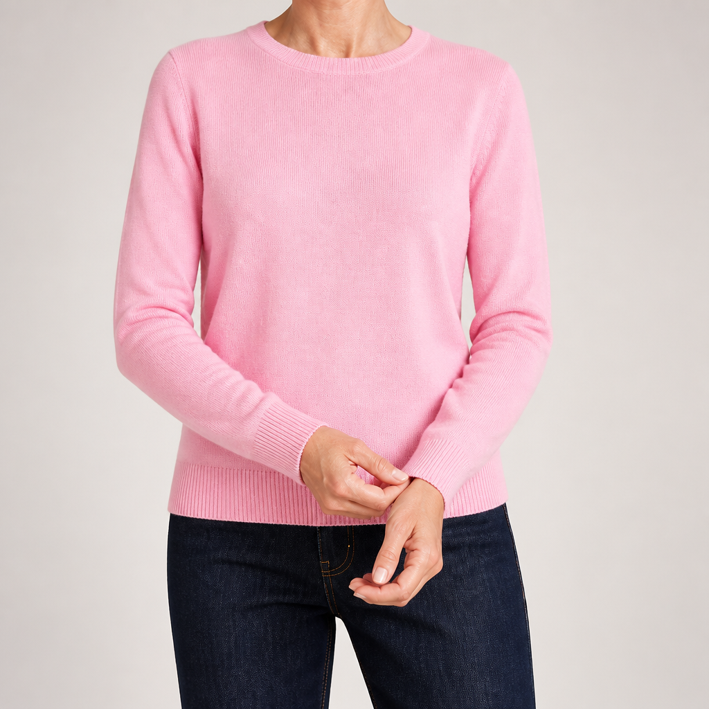 Nadia | Womens Round Neck Long Sleeve Knitted Jumper, Pink