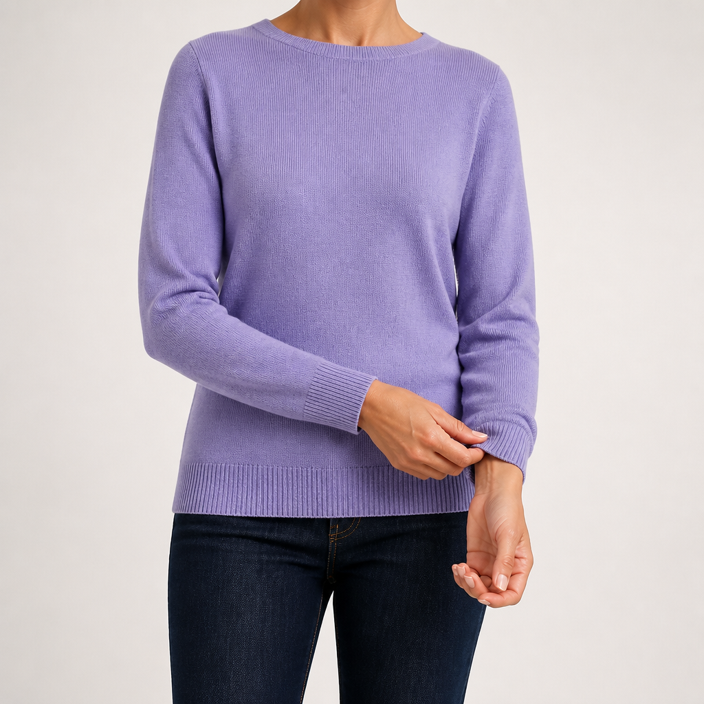 Nadia | Womens Round Neck Long Sleeve Knitted Jumper, Taro Purple