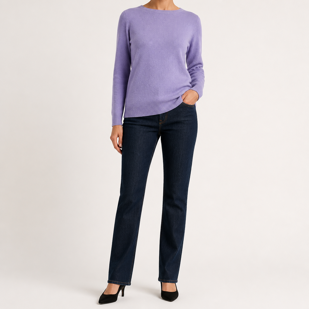 Nadia | Womens Round Neck Long Sleeve Knitted Jumper, Taro Purple