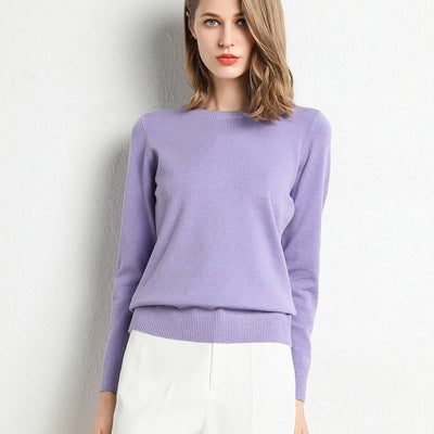 Nadia | Womens Round Neck Long Sleeve Knitted Jumper - Taro Purple