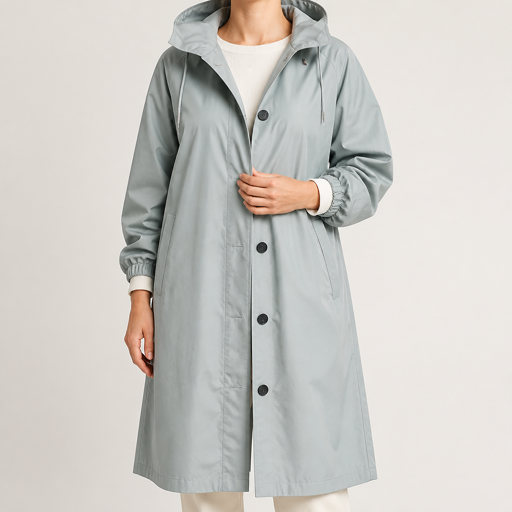 Nadia | Womens Trench Coat Mid Length Windbreaker Belted Longline Coat, Light Blue