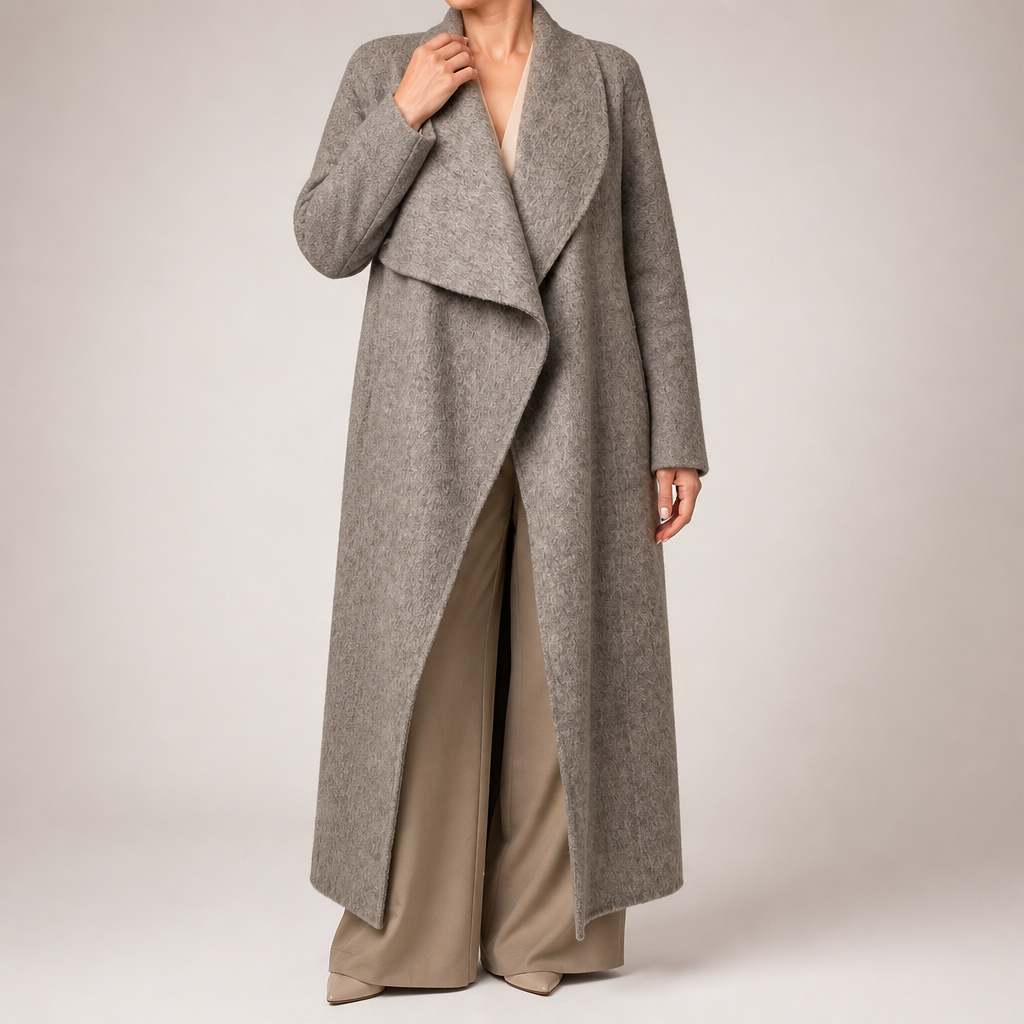 Nadia | Womens Wool Coat Long Stand Collar Winter Overcoat, Gray