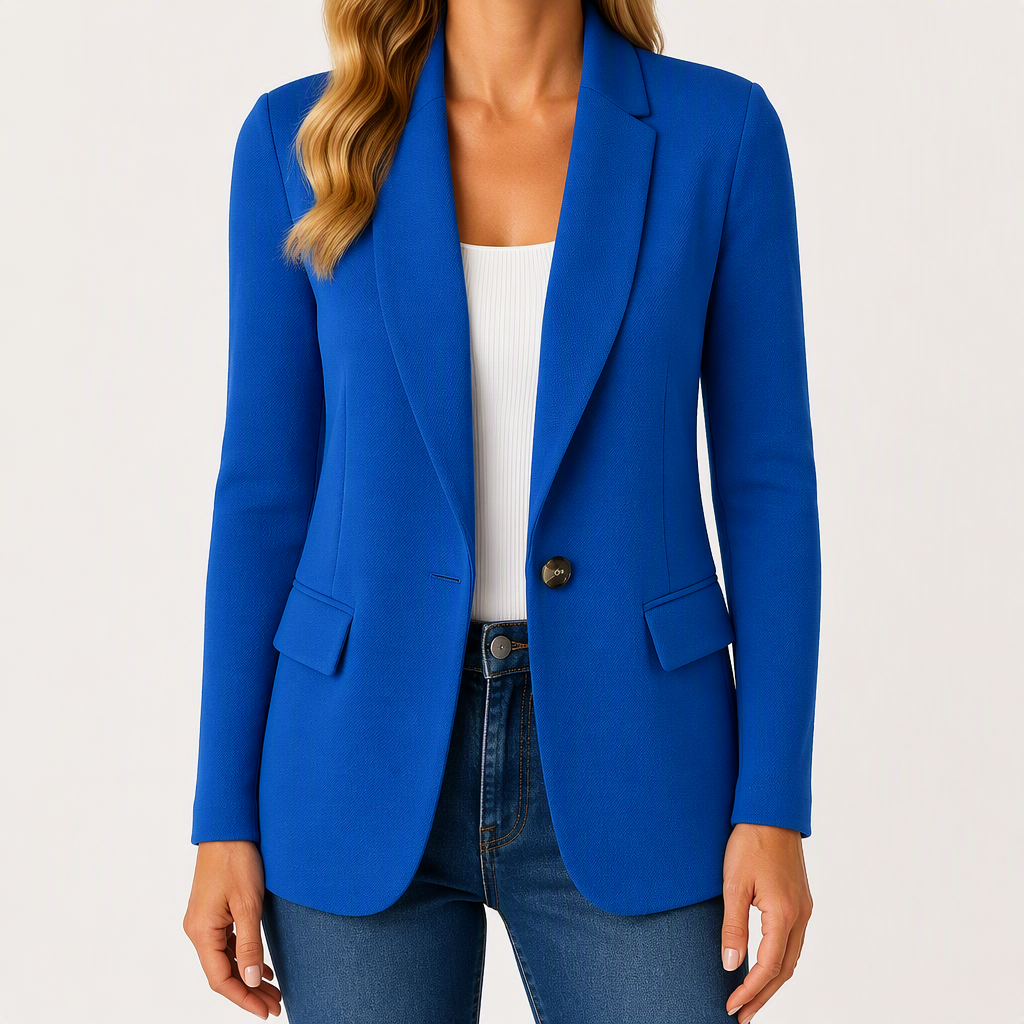 Nadine | Womens Long Sleeve Cardigan Blazer Knit Casual Jumper, Blue