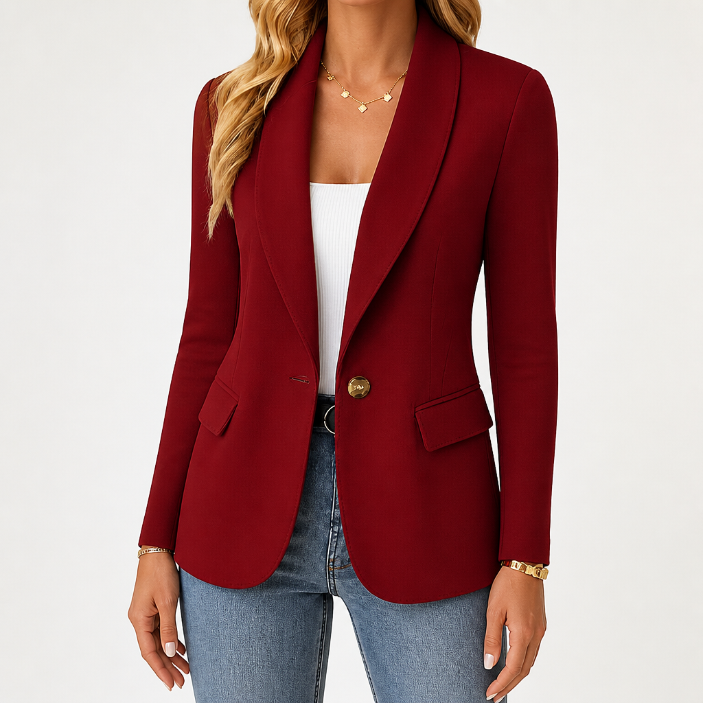 Nadine | Womens Long Sleeve Cardigan Blazer Knit Casual Jumper, Burgundy
