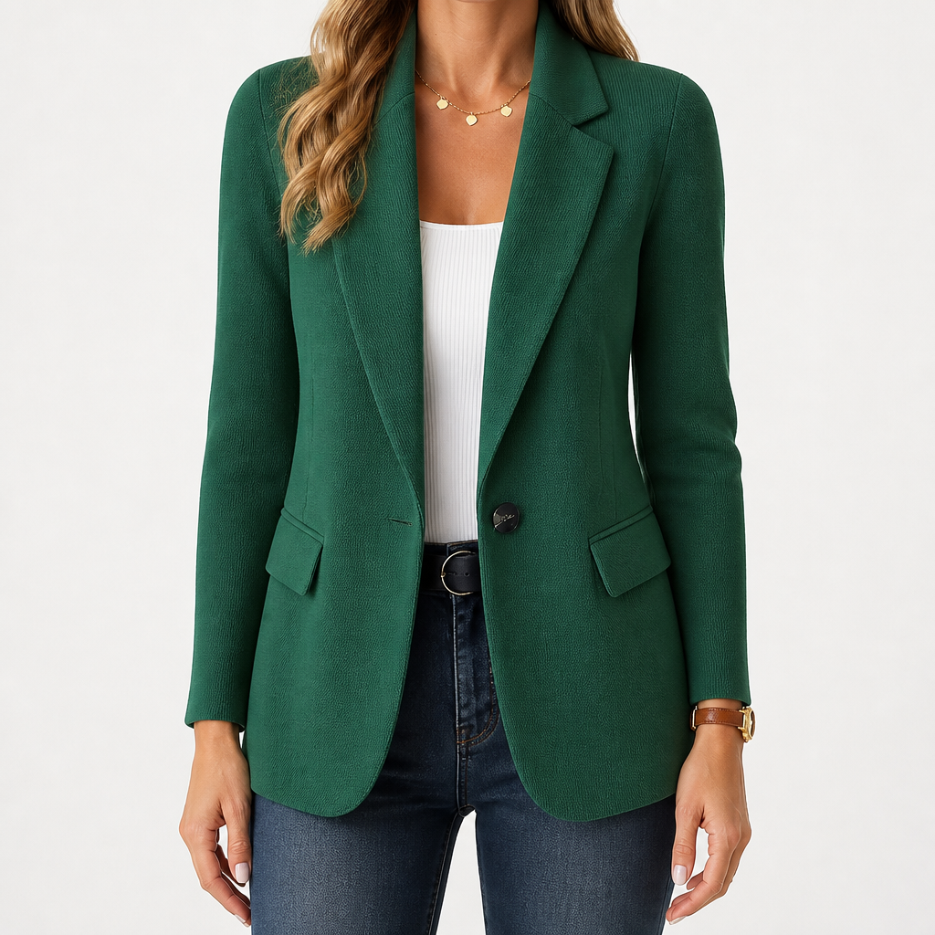 Nadine | Womens Long Sleeve Cardigan Blazer Knit Casual Jumper, Green