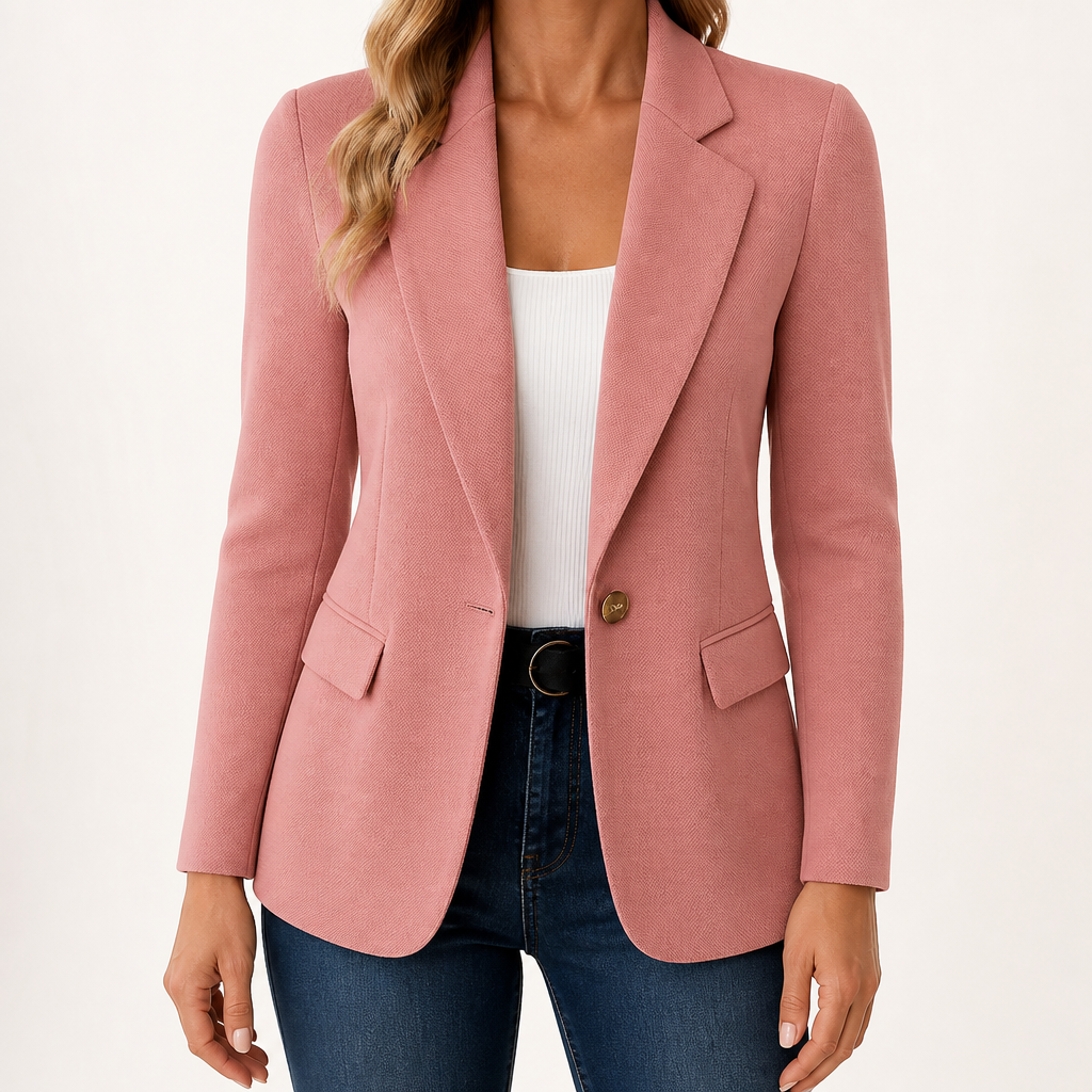 Nadine | Womens Long Sleeve Cardigan Blazer Knit Casual Jumper, Rose