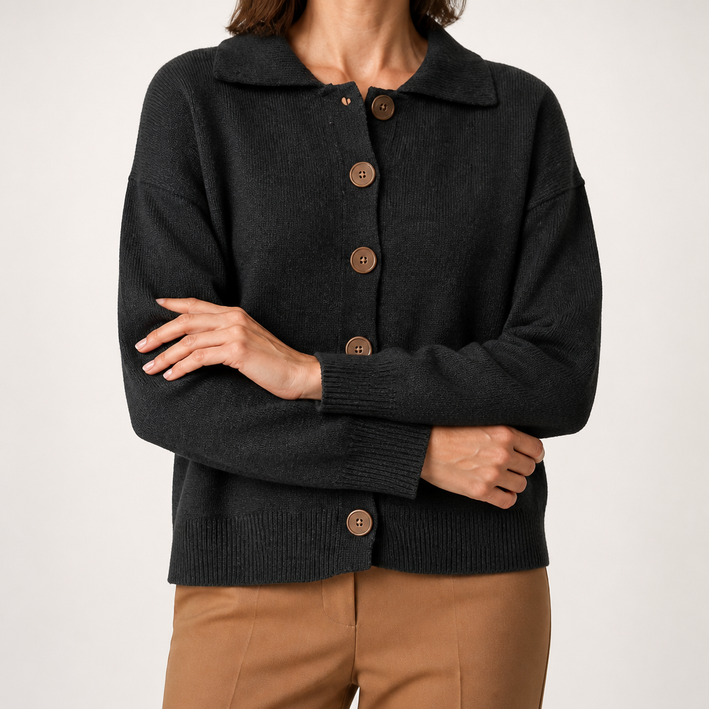 Nancy | Womens Button Knitted Jumper Cardigan, Black