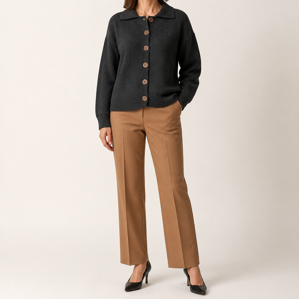 Nancy | Womens Button Knitted Jumper Cardigan, Black