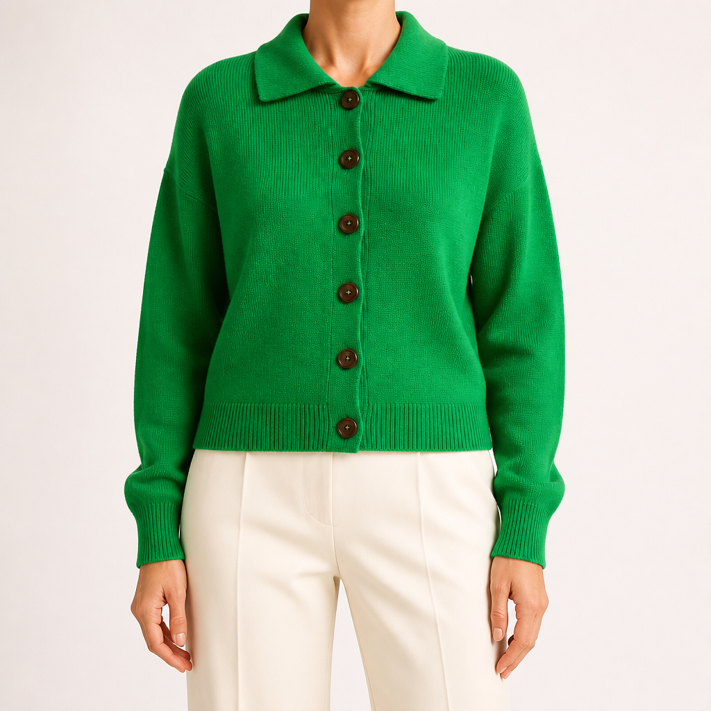 Nancy | Womens Button Knitted Jumper Cardigan, Emerald Green