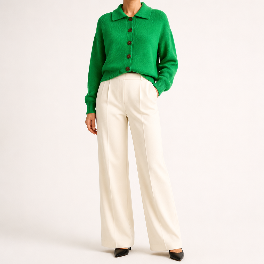 Nancy | Womens Button Knitted Jumper Cardigan, Emerald Green