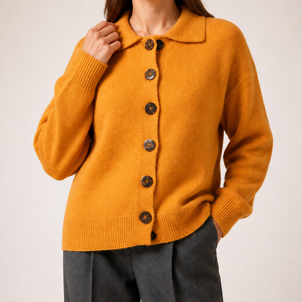 Nancy | Womens Button Knitted Jumper Cardigan, Orange