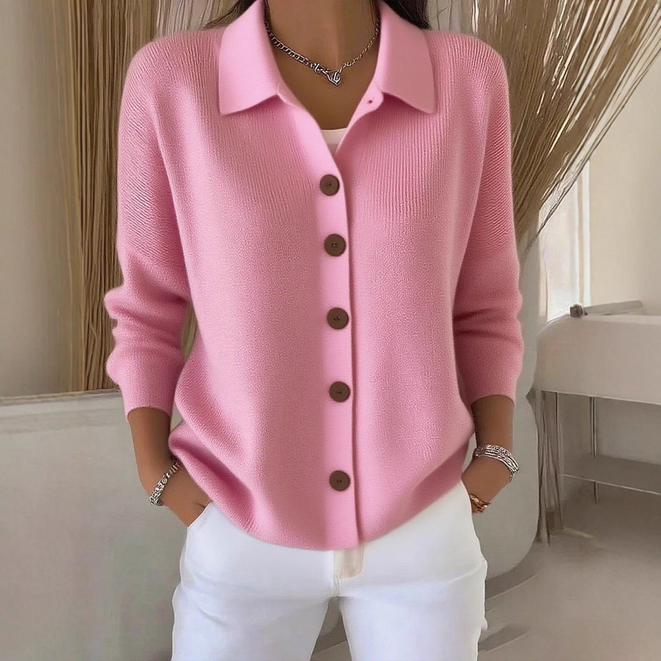 Nancy | Womens Button Knit Sweater Cardigan, Pink