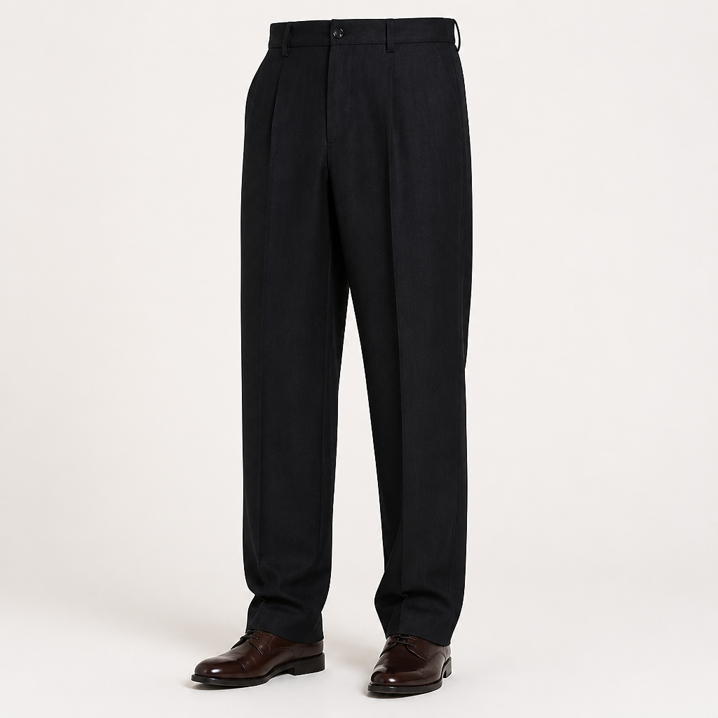 Nathaniel | Mens Wide Leg Straight Loose Casual Summer Trousers, Black