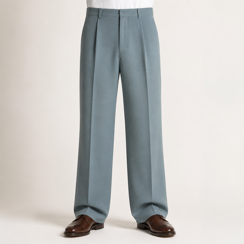 Nathaniel | Mens Wide Leg Straight Loose Casual Summer Trousers, Green