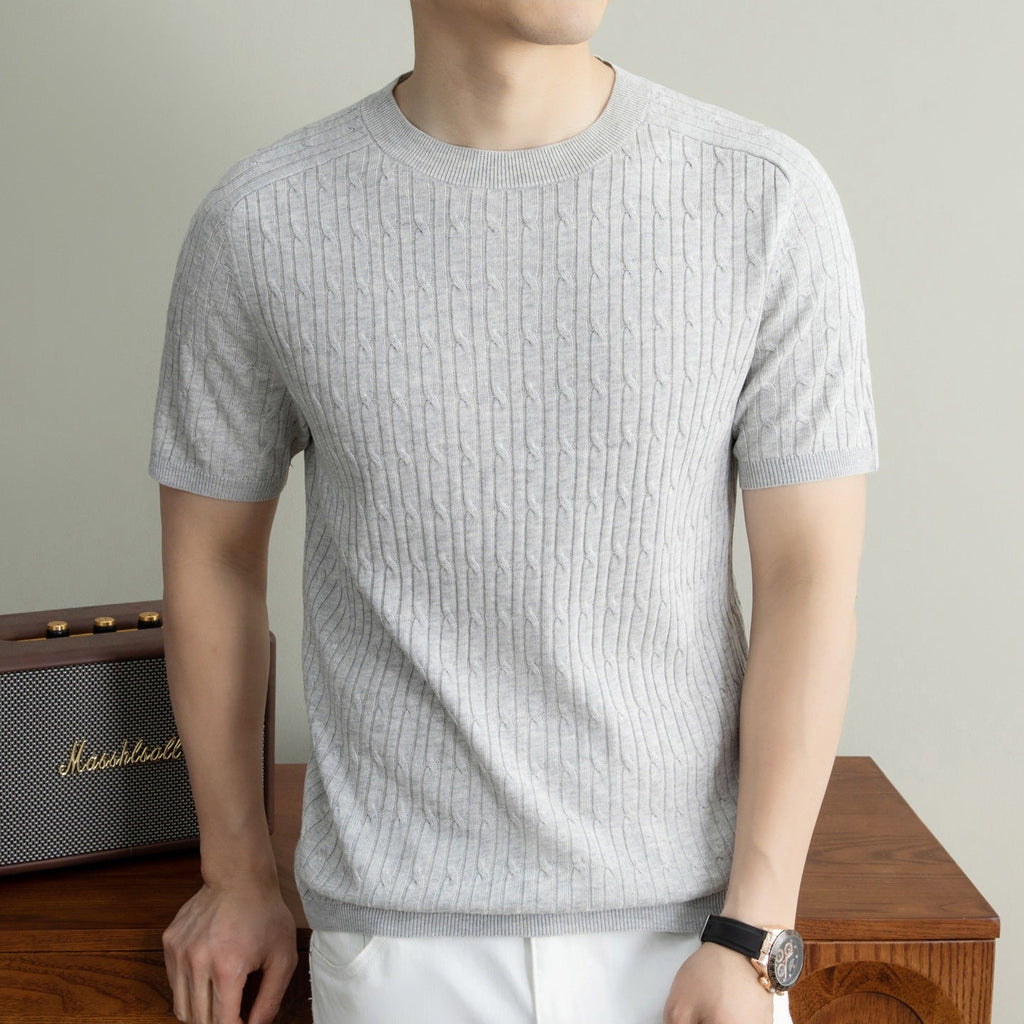 Nathaniel | Mens Tencel Linen Knitted Short Sleeve Polo Shirt - 1