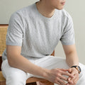 Nathaniel | Mens Tencel Linen Knitted Short Sleeve Polo Shirt - Grey