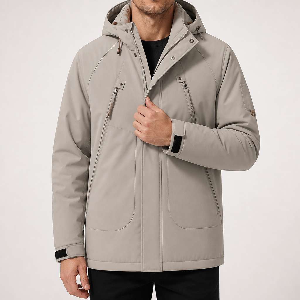 Nero | Mens Waterproof Winter Coat Padded Workwear Outdoor Coat, Khaki