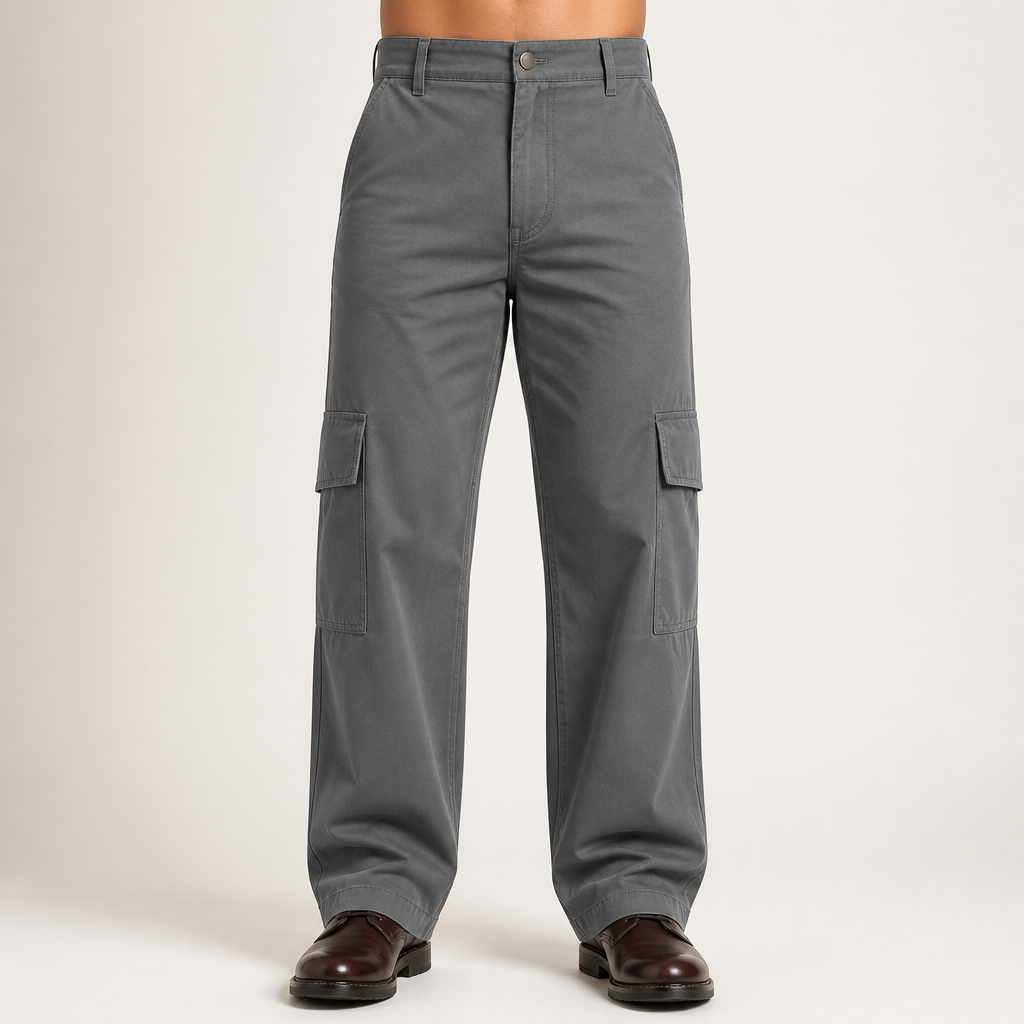 Nero | Mens Cargo Trousers Work Multi Pocket Straight Leg Trousers, Dark Grey