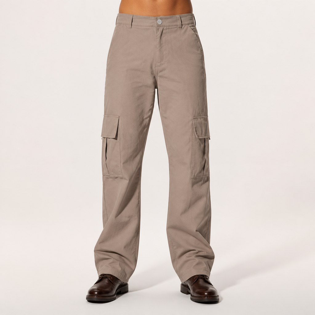 Nero | Mens Cargo Trousers Work Multi Pocket Straight Leg Trousers, Khaki