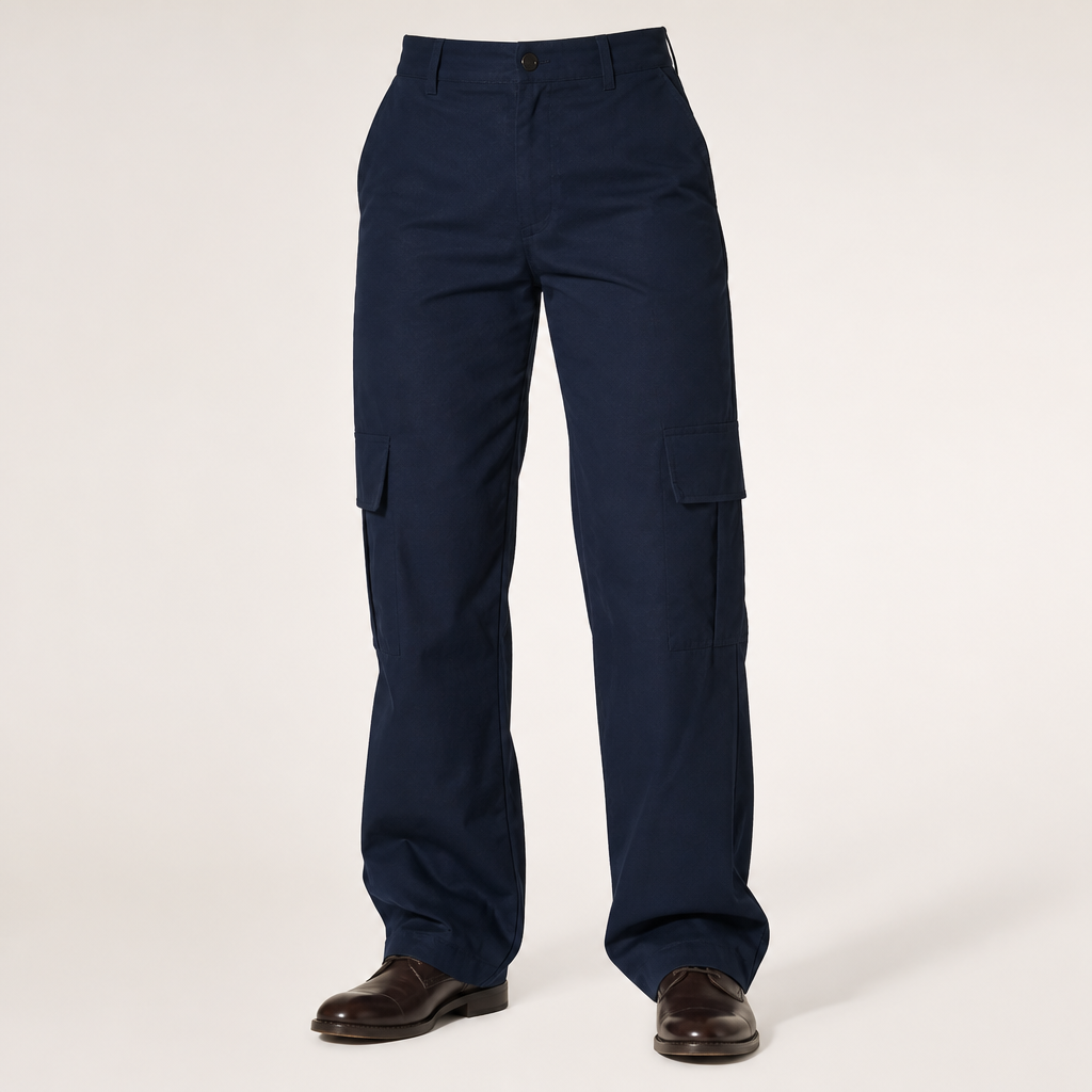Nero | Mens Cargo Trousers Work Multi Pocket Straight Leg Trousers, Navy