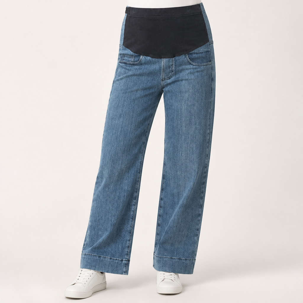 Noelle | Womens Wide Leg Jeans Maternity High Stretch Jeans, Dark Blue