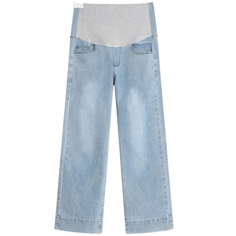 Noelle | Womens Maternity High Stretch Wide Leg Jeans - Light Blue