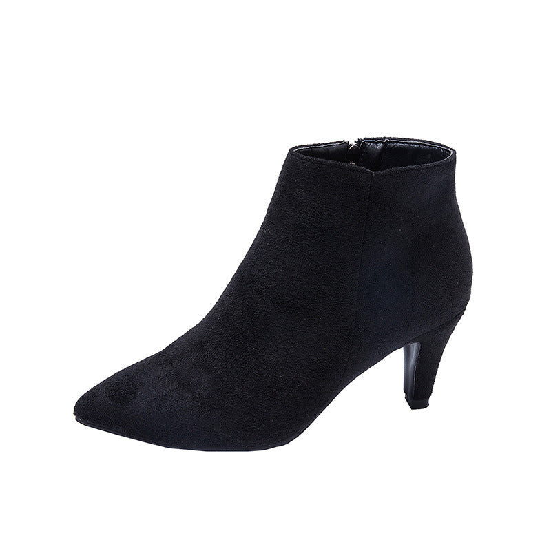 Noelle | Womens Pointed Toe Stiletto Heel Ankle Boots Suede Booties - 2