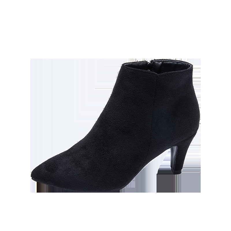 Noelle | Womens Pointed Toe Stiletto Heel Ankle Boots Suede Booties - 3